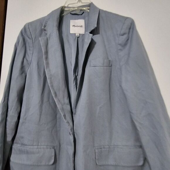 Madewell $178 The Larsen Blazer Drapeweave Overcast Blue Size L NJ732 oversized - Picture 4 of 7